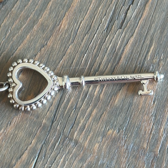 Vintage Tiffany Beaded Sterling & Enamel Key Pendant on chain - Picture 8 of 14